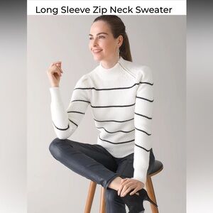 White House Black Market Long Sleeve Zip Neck Sweater